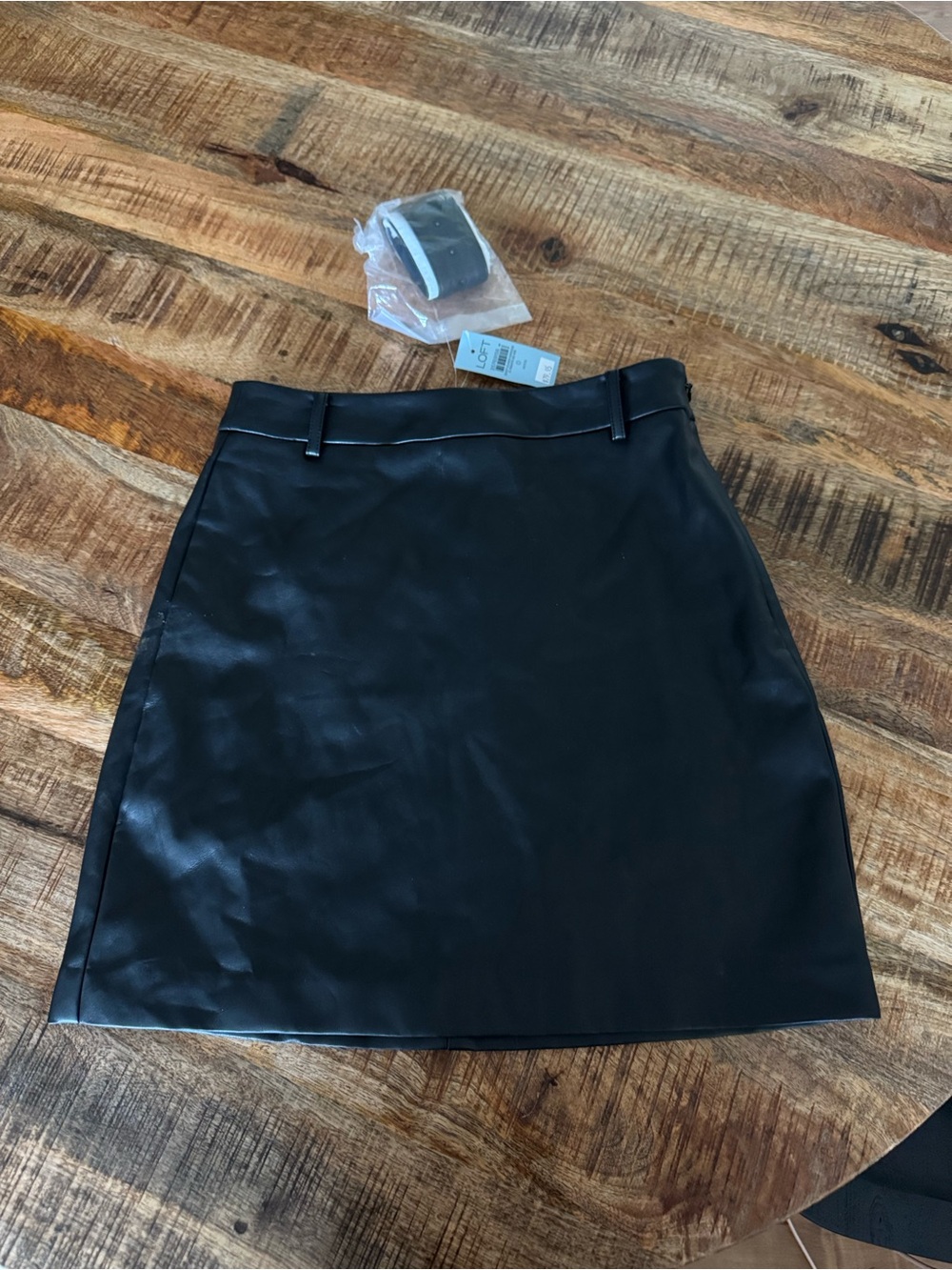 LOFT Black Faux Leather Pencil Skirt
